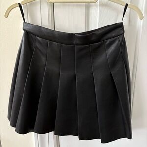 Aritzia Sunday Best Black Faux Leather Pleated Mini Skirt